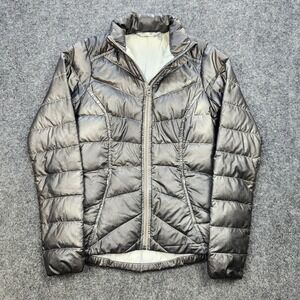 Athleta Jacket Womens XS Gray Metallic Goose Down‎ Puffer Lightweight Packable